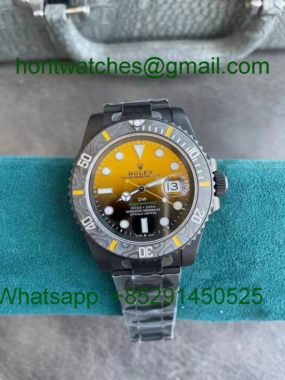 Replica Rolex Submariner DiW Yellow Dial VSF 1:1 Best VS3135 DLC - Hontwatch Wholesale 